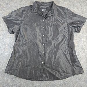 Chef Works "Detroit Denim" Chef's Shirt Women's XL Shiny Black Short Sleeve Snap